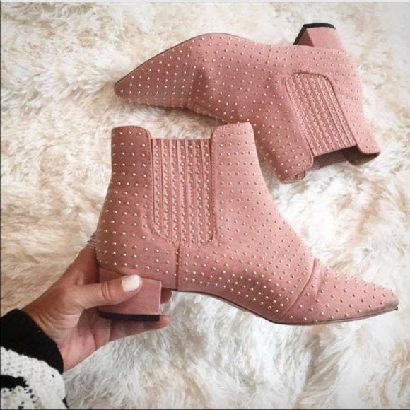 Topshop Shoes - TOPSHOP blush pink gold stud boots NEW 8.5 NWT